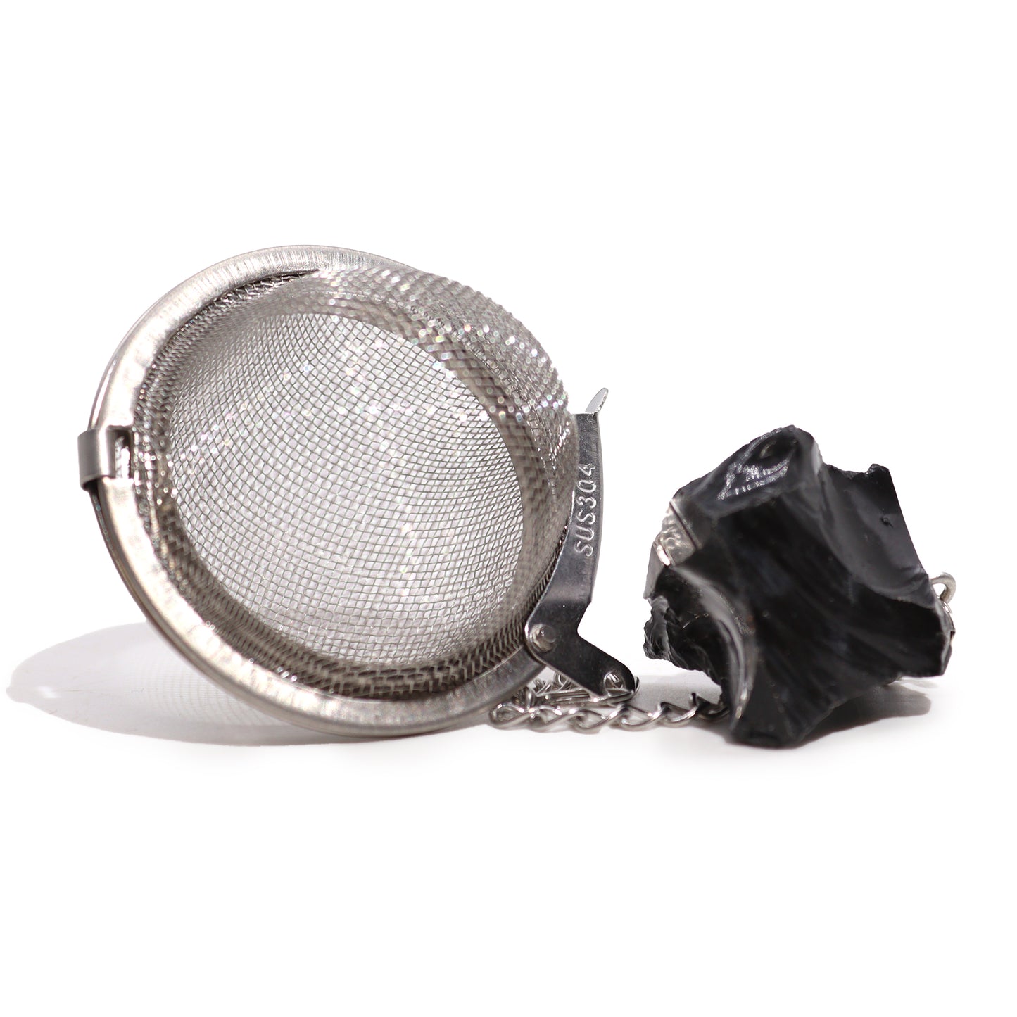 Raw Crystal Gemstone Tea Strainer - Black Obsidian