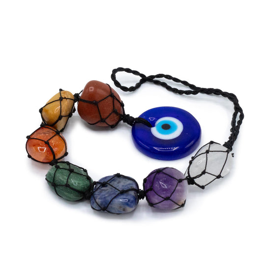 Hanging Chakra Stone Pendant - Evil Eye