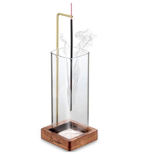 Vibe Geeks Inverted Vertical Incense Stick Holder Glass Bottle-0