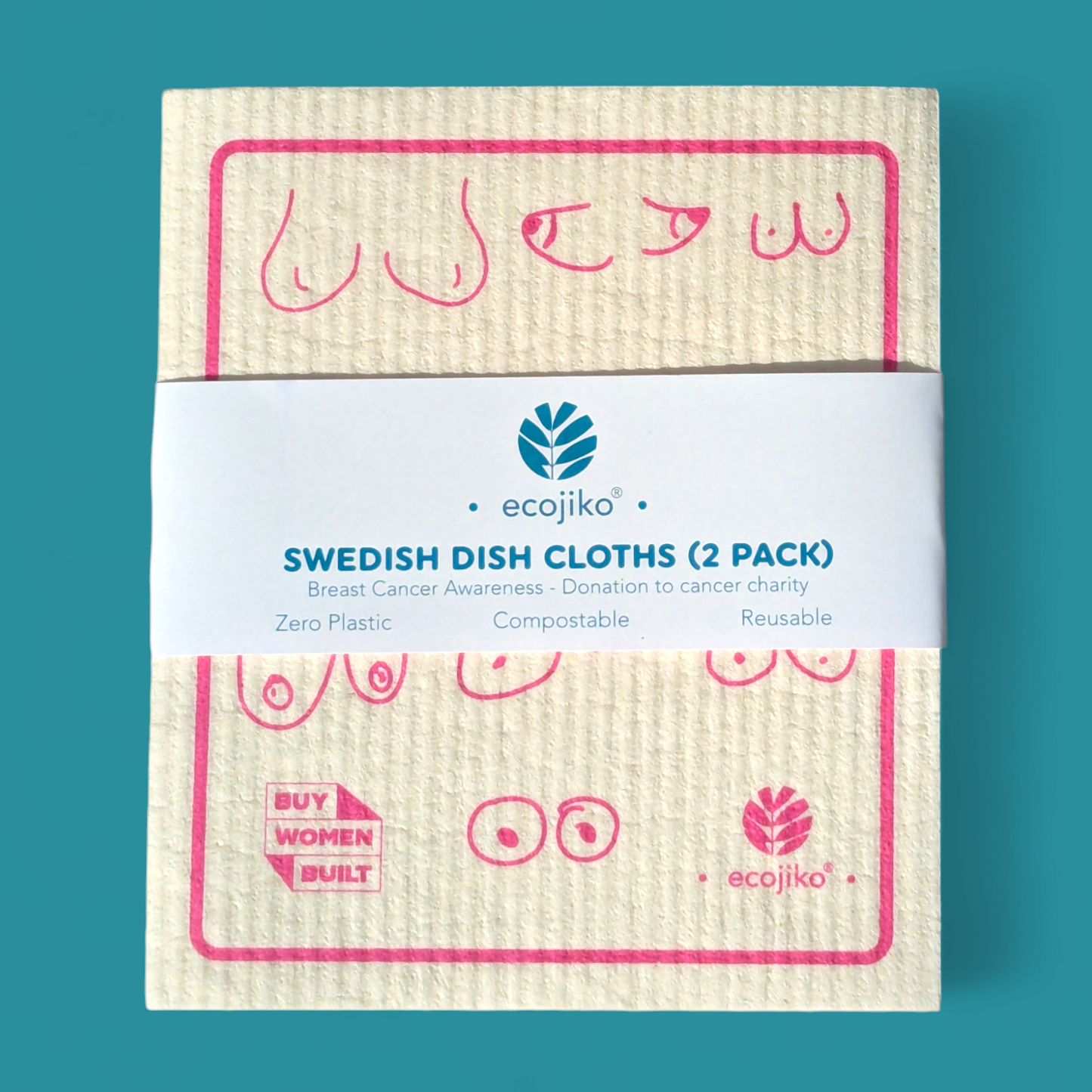 Swedish Dish Cloths | Breast Cancer Awareness Dish Cloths (2 pack)-2