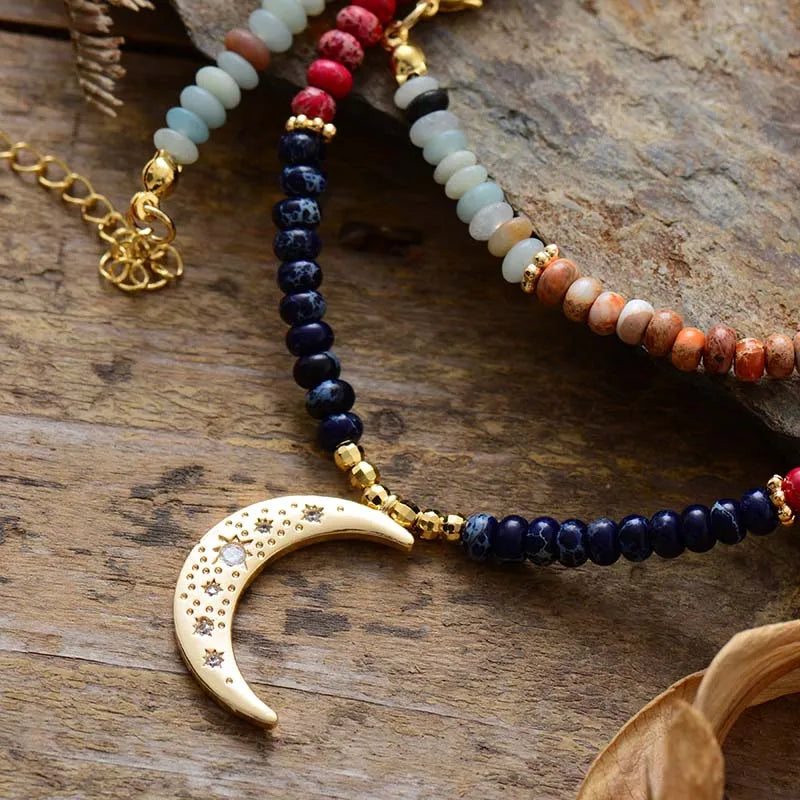 7 Chakra Moon Necklace-1