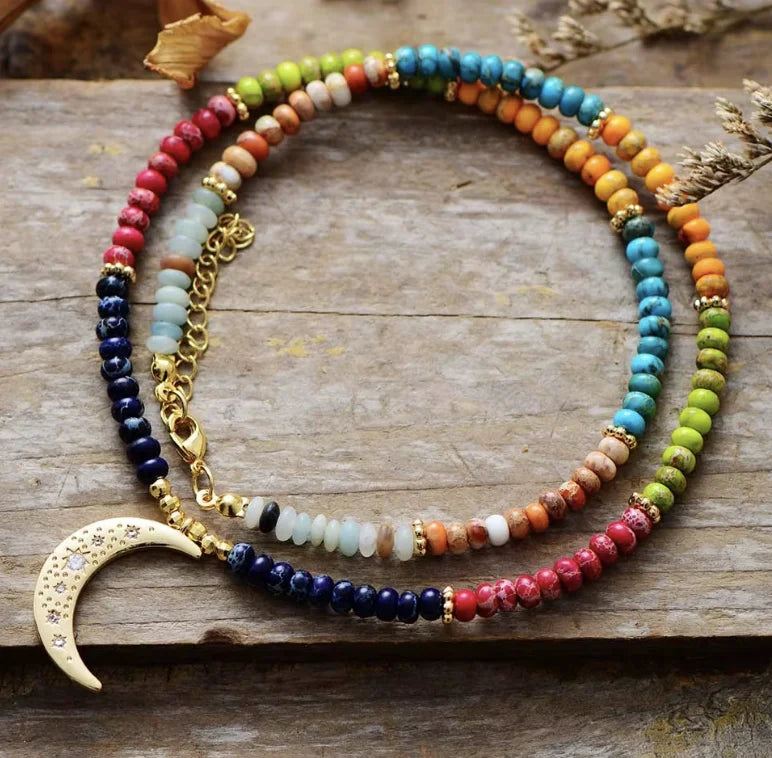 7 Chakra Moon Necklace-4