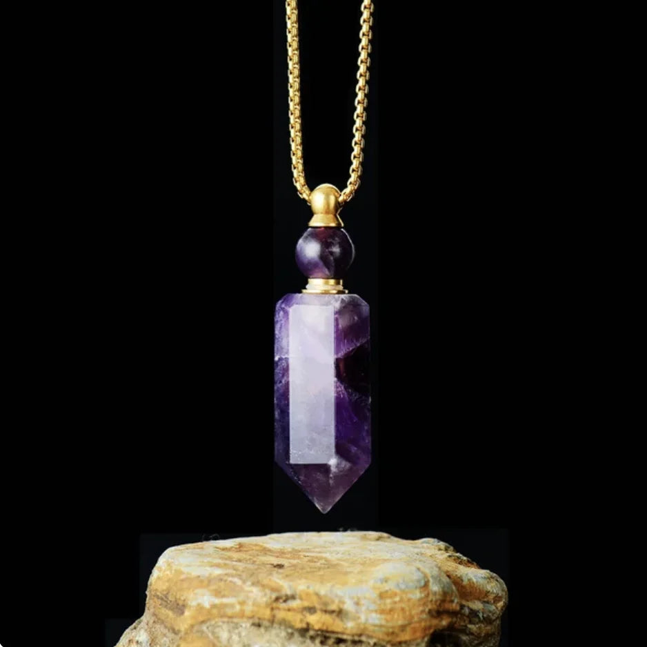 Amethyst Essential Oil Bottle Pendant - Bullet-1