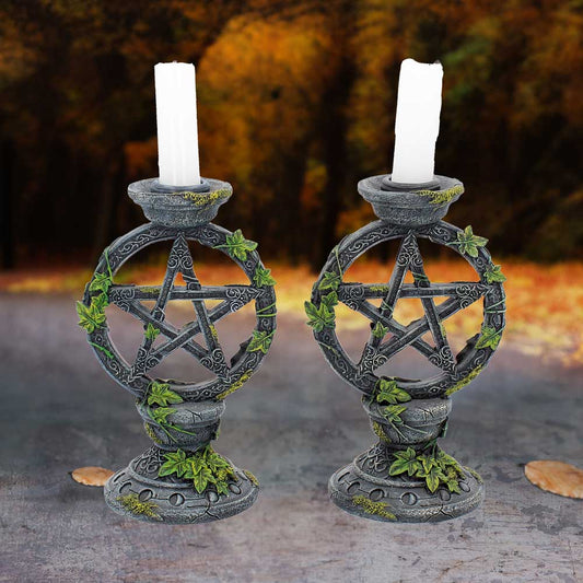 Wiccan Pentagram Candlesticks 15cm (Set of 2)