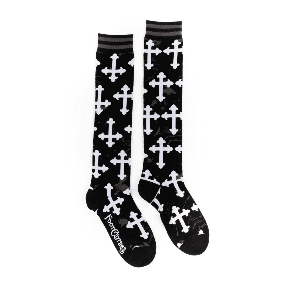 Gothic Crosses Knee High Socks-2