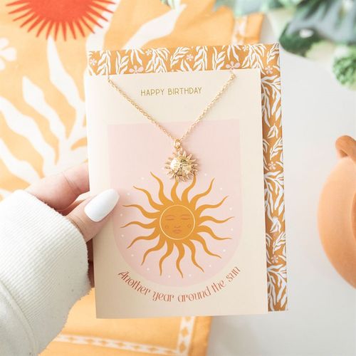 Sun Necklace on Birthday Card