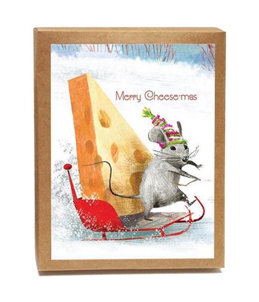 Merry Cheesemas Boxed Notes - Set of 8 Trifold Cards-0