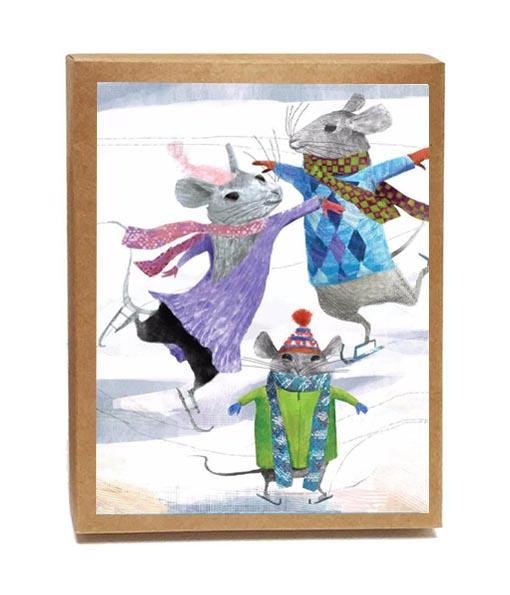 Mice Skating Boxed Notes - Set of 8 Cards-0