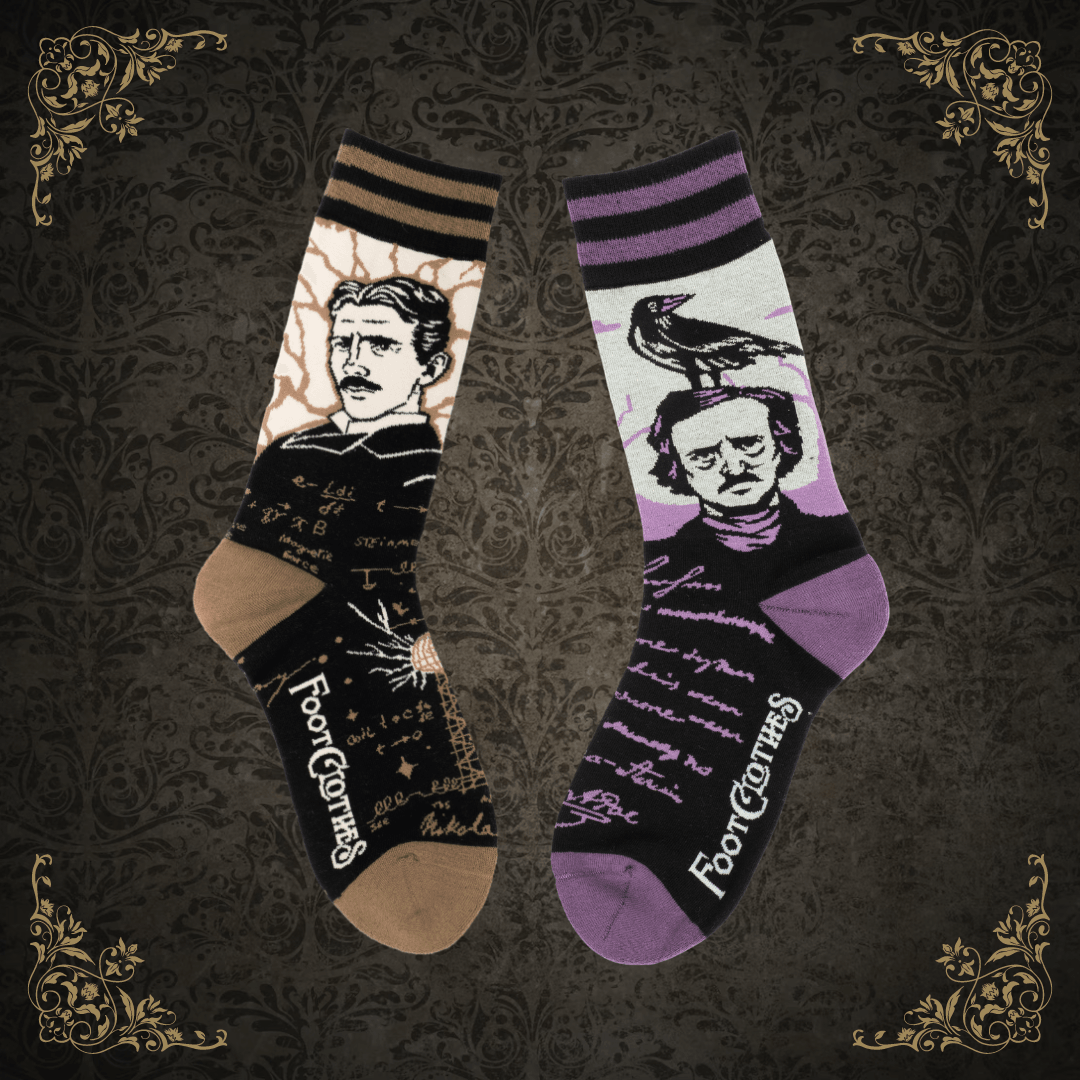 Nikola Tesla and Edgar Alan Poe Crew Sock Pack-0