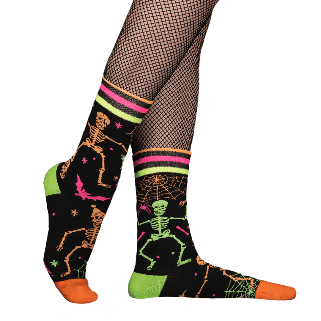 Rave Skeletons Crew Socks - UV Reactive-0