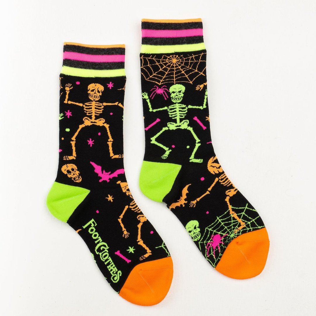 Rave Skeletons Crew Socks - UV Reactive-1