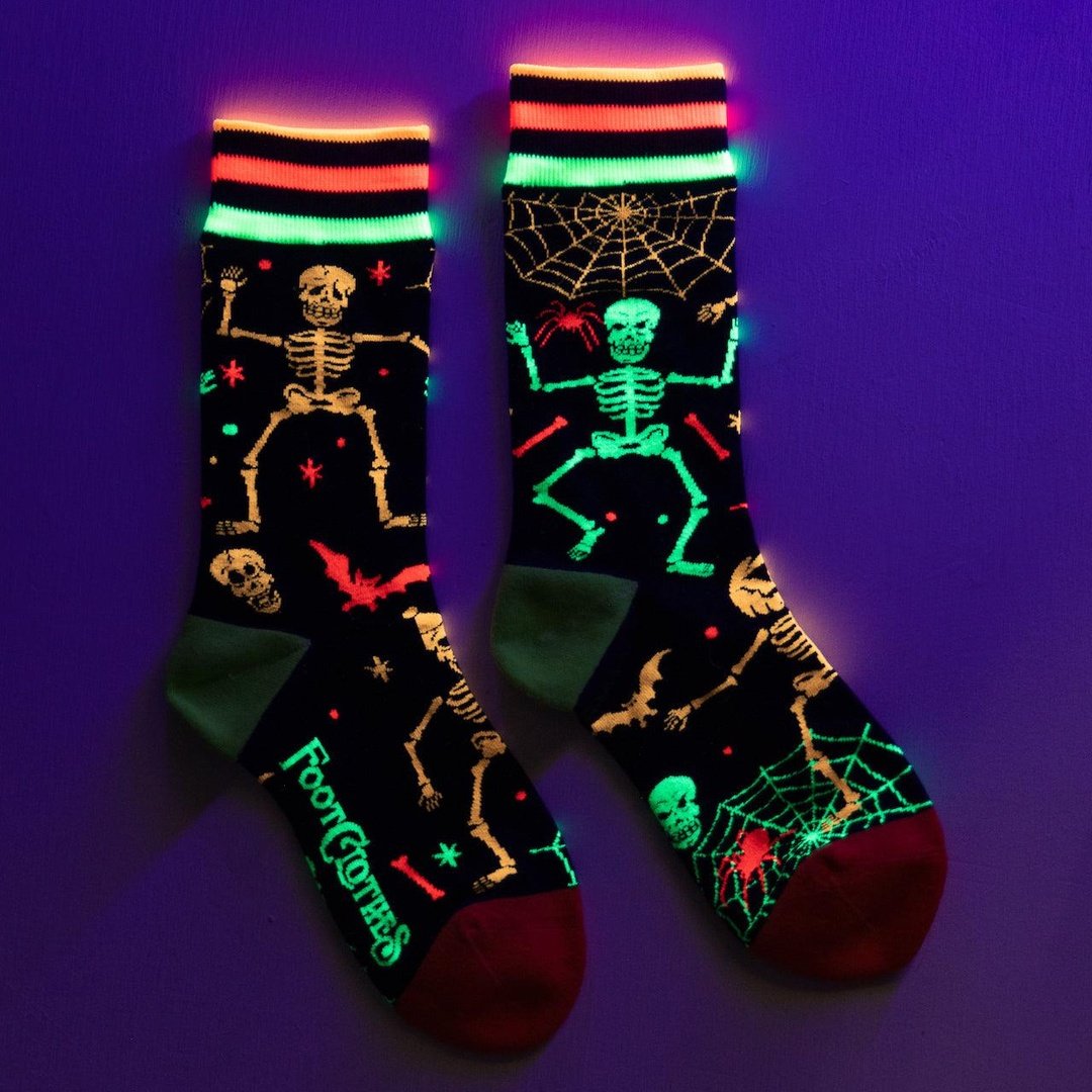 Rave Skeletons Crew Socks - UV Reactive-3