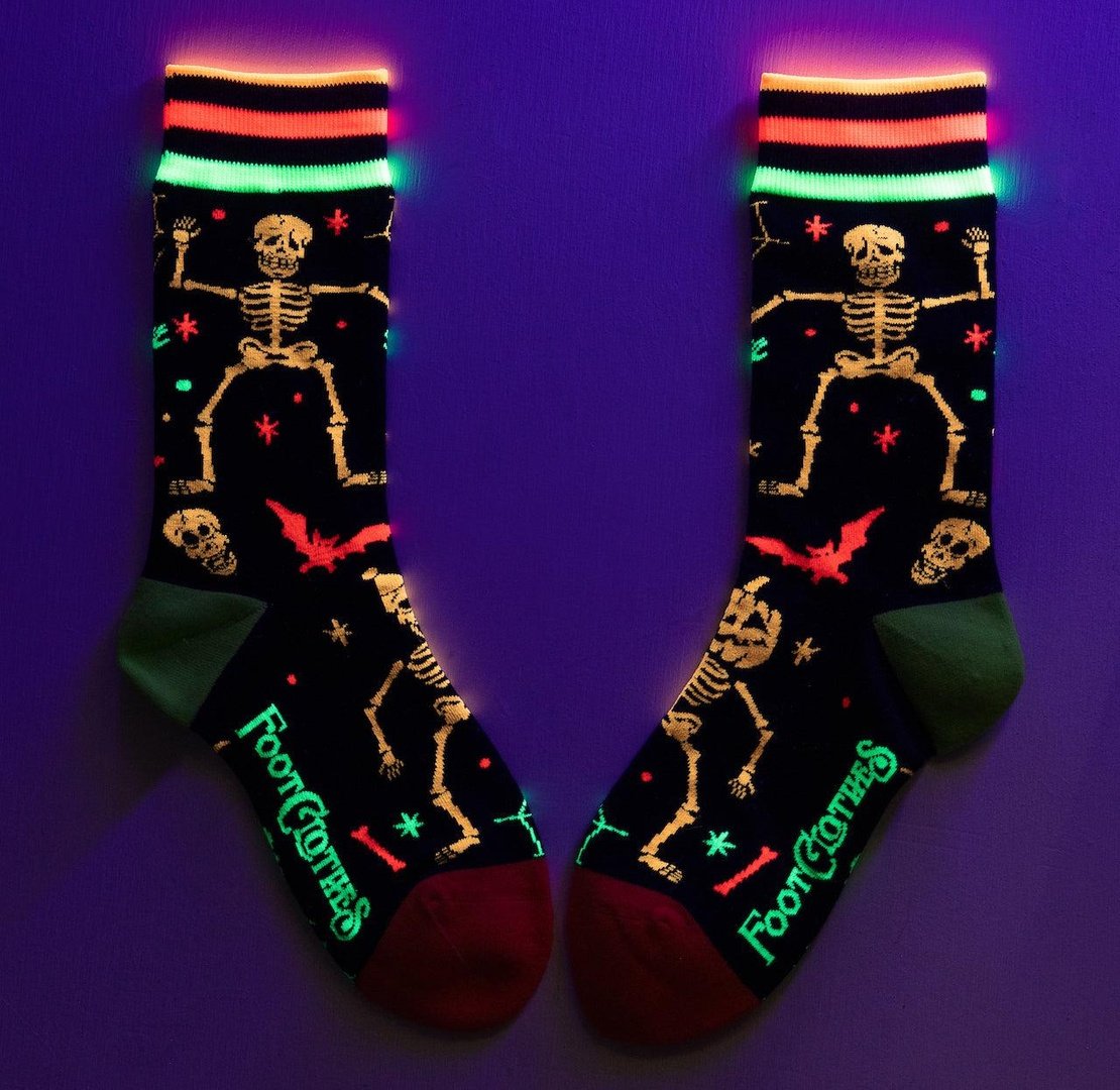 Rave Skeletons Crew Socks - UV Reactive-4