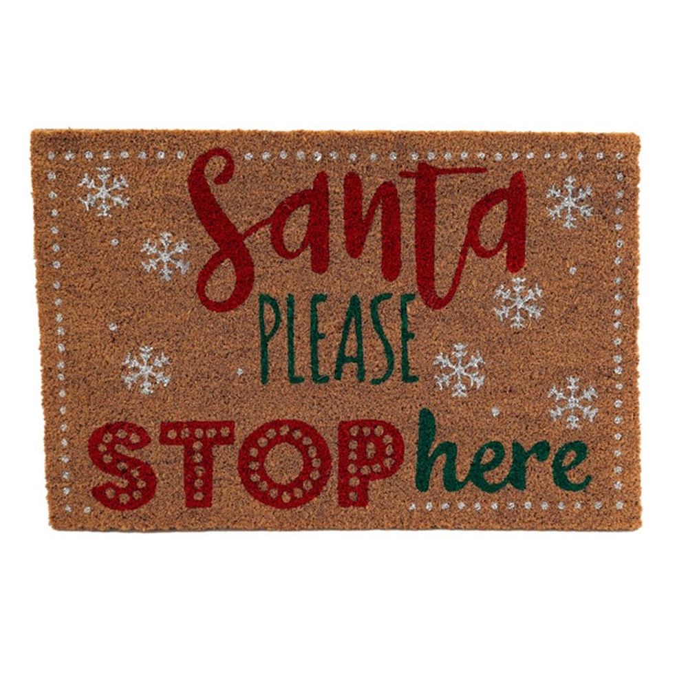 Natural Santa Stop Here Doormat