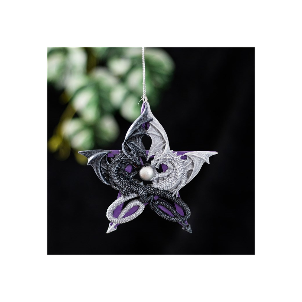 Pentagram Dragon Hanging Ornament by Anne Stokes