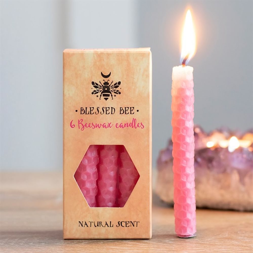 Set of 6 Pink Beeswax Spell Candles