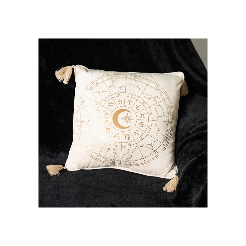 35cm Square Off White Astrology Wheel Cushion