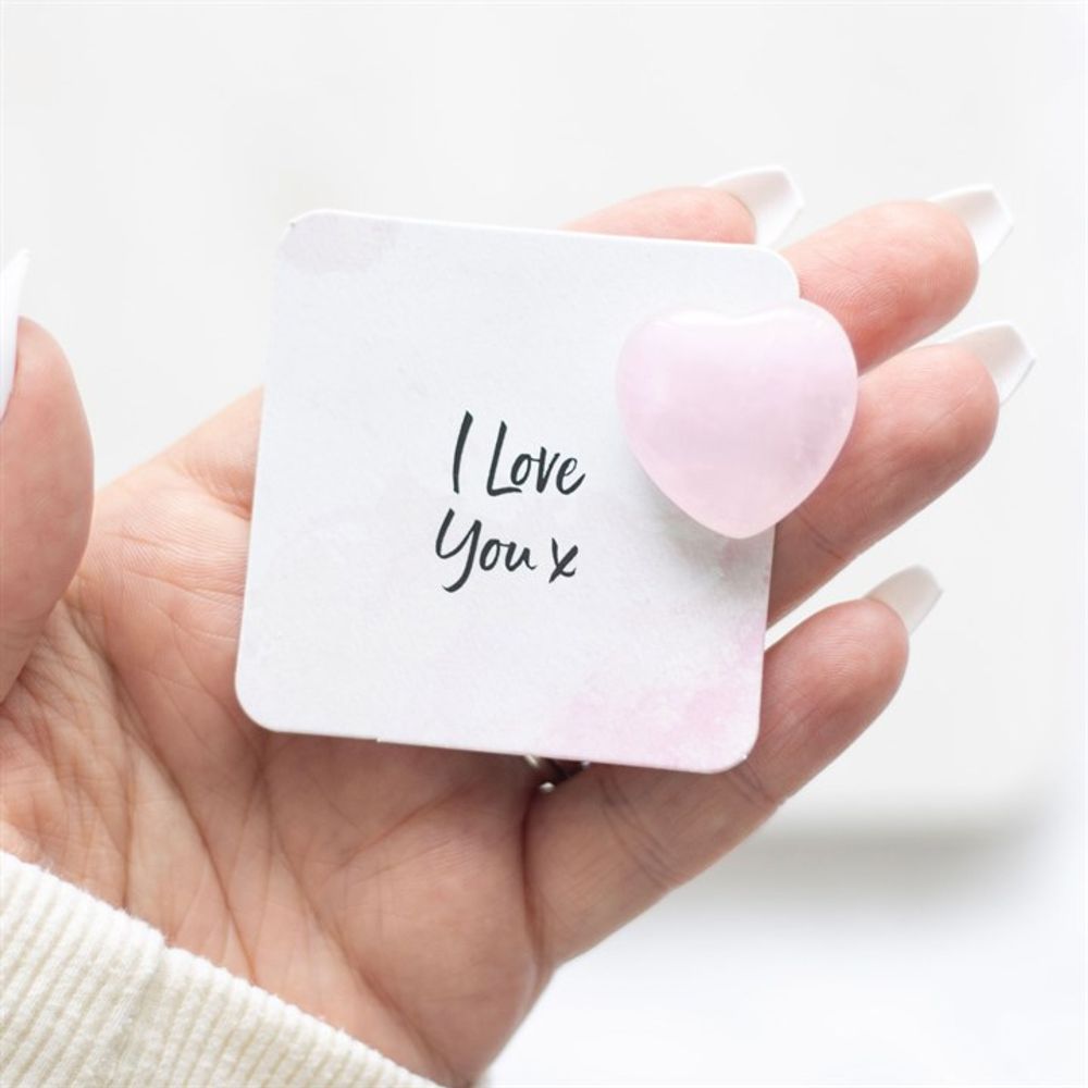 I Love You Rose Quartz Crystal Heart in a Bag