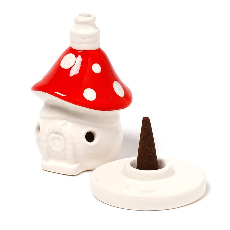 Fairy Toadstool House Ceramic Incense Cone Burner